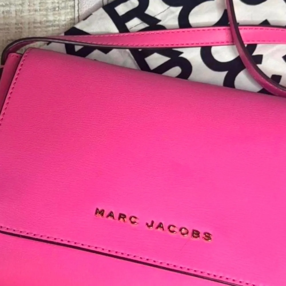 Marc Jacobs Medium Commuter Leather Designer Pink Gold Crossbody Flap Bag Purse - Picture 5 of 17